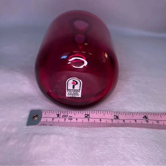 Vintage Pilgrim Hand Blown Cranberry Glass Bud Vase - Picture 3 of 4